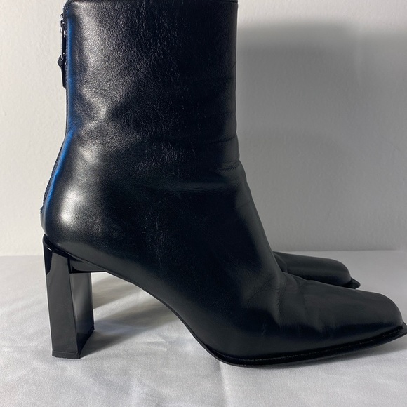 Vintage Stuart Weitzman | leather square toe block heel boot - Picture 4 of 10